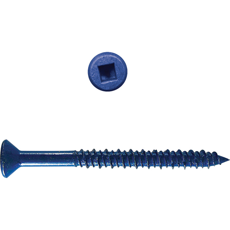 Flat Square HD Concrete Screws, 3/16" x 3-1/4" L, Zinc Plate