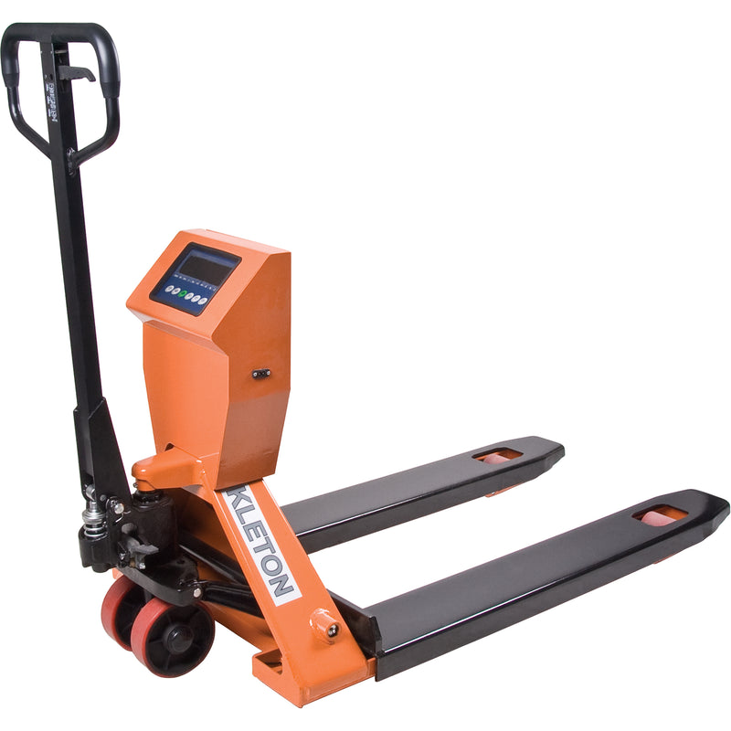 Transpalette à balance numérique, 44,5 po L x 27 po l, capacité de charge de 4 400 lb.