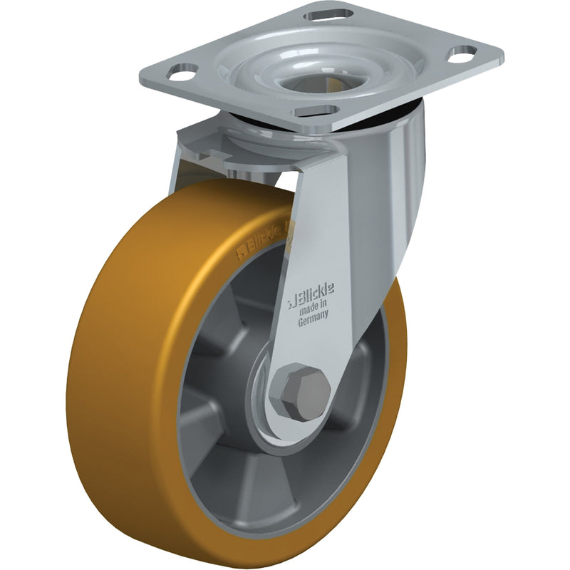 Roulette pivotante de haute qualité, 6 po (152,4 mm), élastomère de polyuréthane, 660 lb (300 kg)