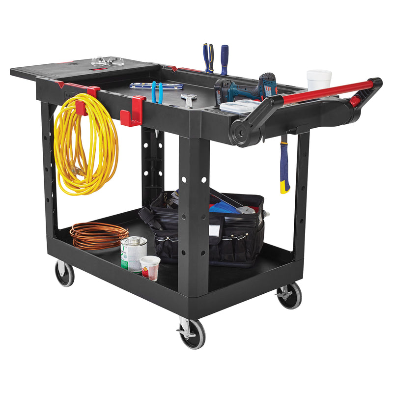 Heavy-Duty Adaptable Utility Cart, 2 Tiers, 17-3/4" x 36" x 46-1/5", 500 lbs. Capacity