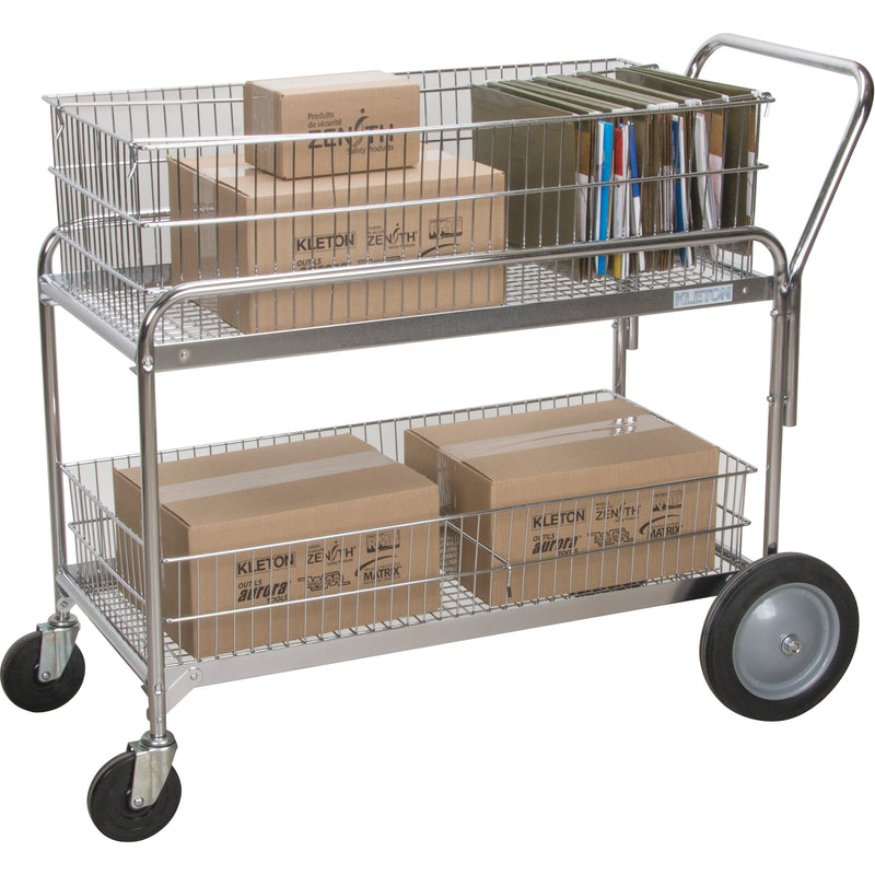 Chariot de bureau en treillis métallique, capacité de 113 kg, chromé, 58,4 cm (P) x 107,7 cm (L) x 96,5 cm (H), chromé