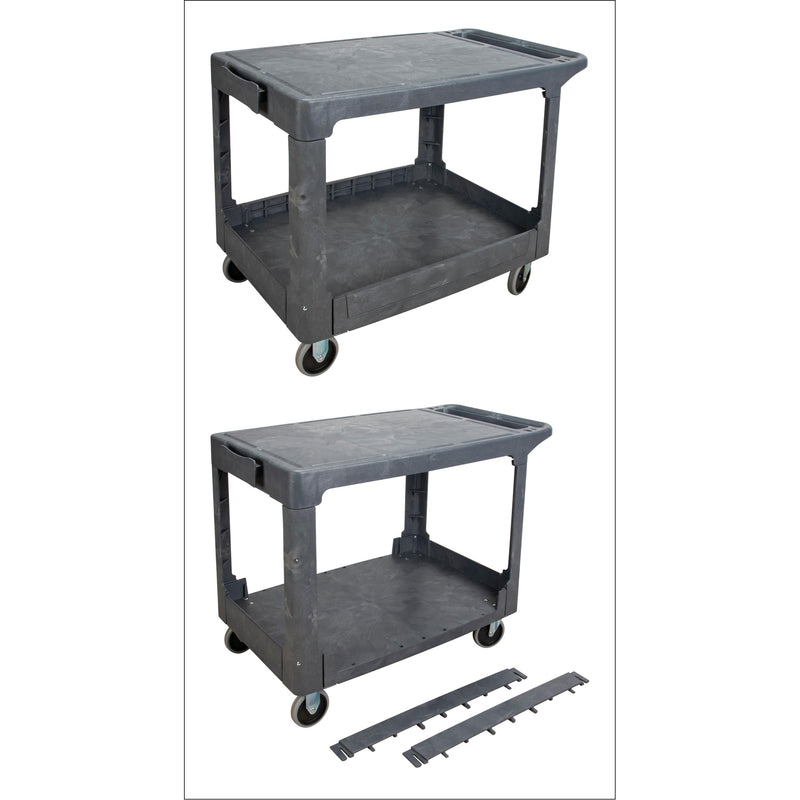 Chariot de service utilitaire à étagères plates, 2 niveaux, 64,5 x 82,5 x 111,8 cm, capacité de charge : 249 kg