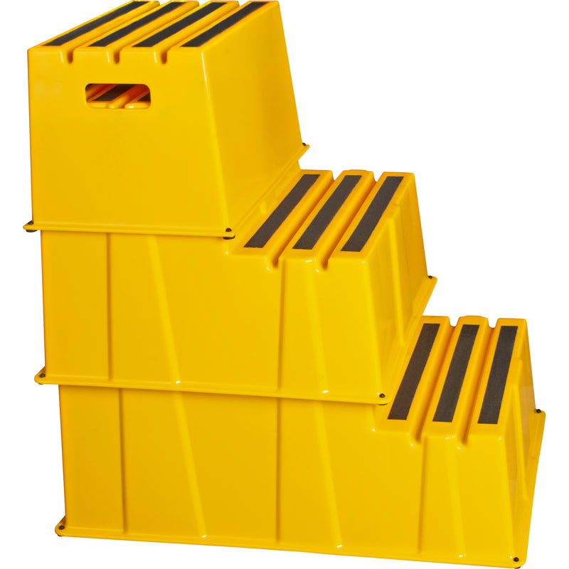 Industrial Step Stool, 3 Steps, 34-13/16" x 22-7/16" x 28-1/2" High