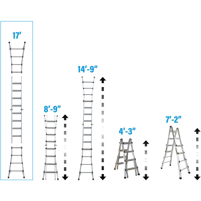Telescoping Multi-Position Ladder, Aluminum, 300 lbs., CSA Grade 1A