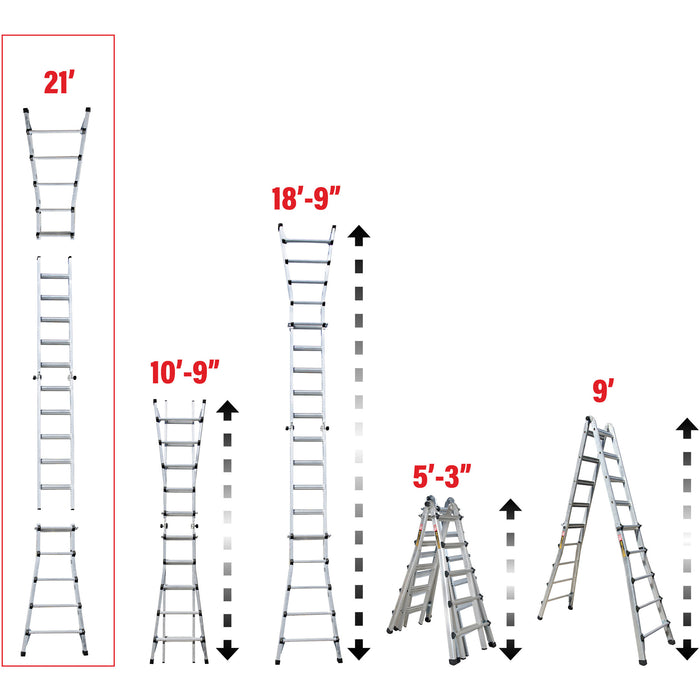 Telescoping Multi-Position Ladder, Aluminum, 300 lbs., CSA Grade 1A