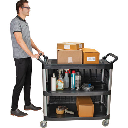 Utility Cart, 3 Tiers, 19-3/4" x 37-1/2" x 40-1/4", 250 lbs. Capacity