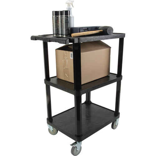 Utility Cart with Flat Shelf, 3 Tiers, 18-1/8" x 37-3/8" x 27-3/4", 330 lbs. Capacity