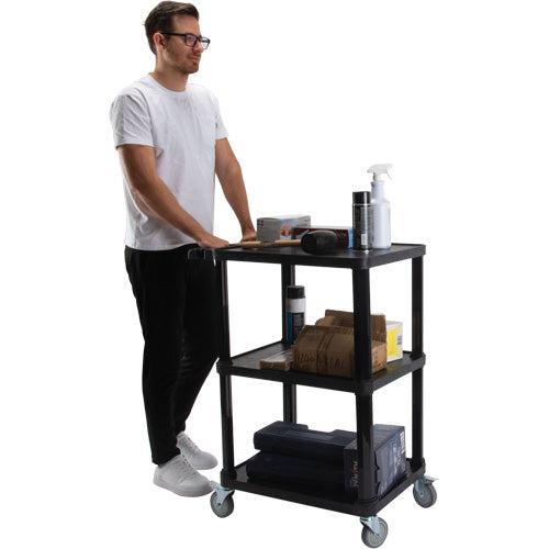 Utility Cart with Flat Shelf, 3 Tiers, 18-1/8" x 37-3/8" x 27-3/4", 330 lbs. Capacity