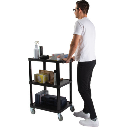 Utility Cart with Flat Shelf, 3 Tiers, 18-1/8" x 37-3/8" x 27-3/4", 330 lbs. Capacity