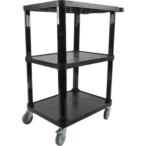 Utility Cart with Flat Shelf, 3 Tiers, 18-1/8" x 37-3/8" x 27-3/4", 330 lbs. Capacity