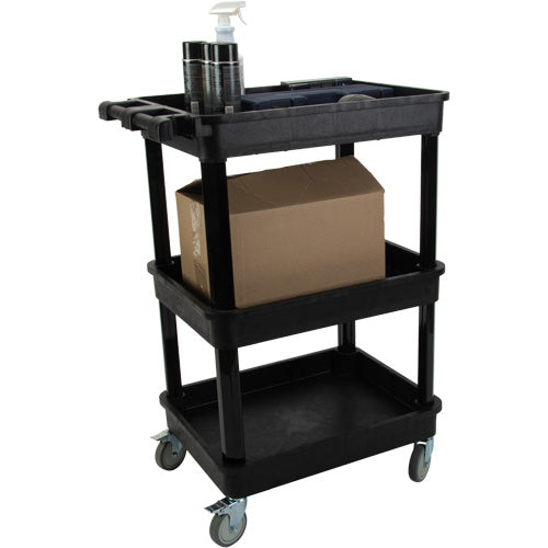 Utility Cart with Deep Lip Shelf, 3 Tiers, 19" x 39-1/2" x 28-1/4", 330 lbs. Capacity