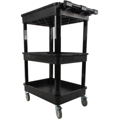 Utility Cart with Deep Lip Shelf, 3 Tiers, 19" x 39-1/2" x 28-1/4", 330 lbs. Capacity