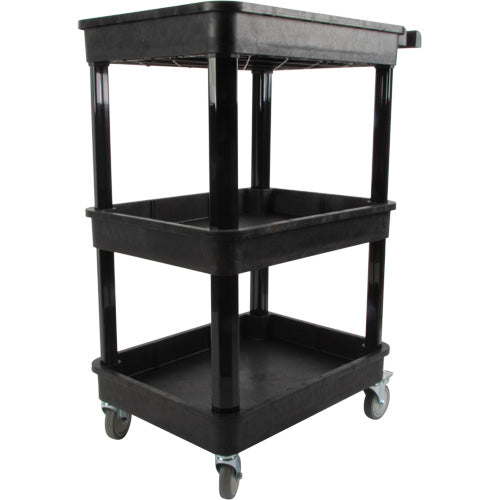 Utility Cart with Deep Lip Shelf, 3 Tiers, 19" x 39-1/2" x 28-1/4", 330 lbs. Capacity