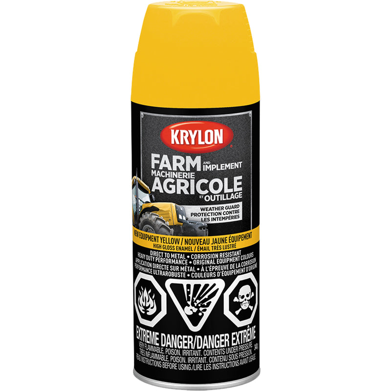 Peinture en aérosol pour fermes et outils agricoles, jaune chenille, brillant, 340 g, aérosol