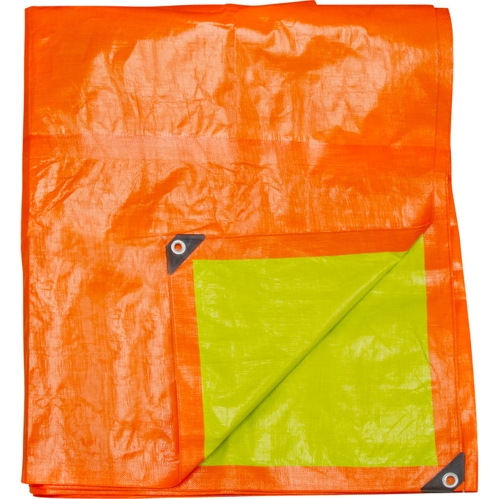 High-Visibility Heavy-Duty Woven Tarp, Green/Orange, 40' x 60' x 12 mils