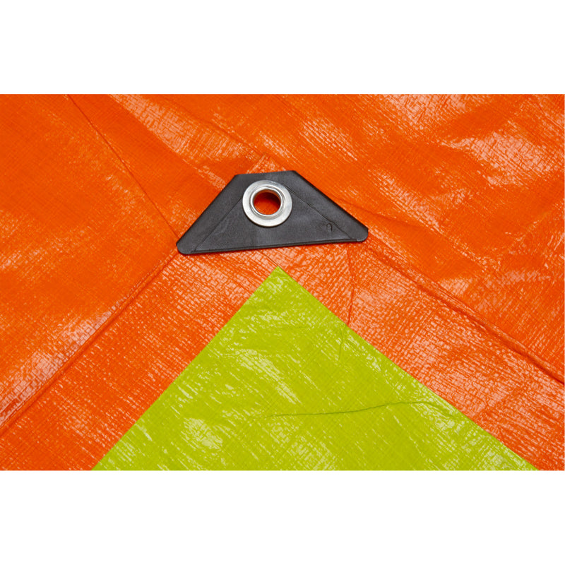 High-Visibility Heavy-Duty Woven Tarp, Polyethylene, Green/Orange, 16' x 20' x 12 mils