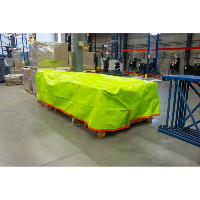 High-Visibility Heavy-Duty Woven Tarp, Polyethylene, Green/Orange, 16' x 20' x 12 mils