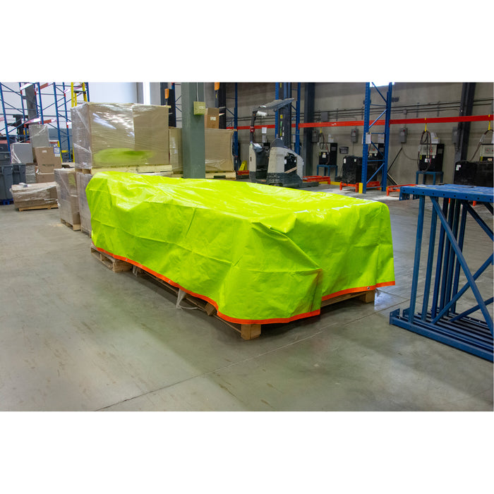 High-Visibility Heavy-Duty Woven Tarp, Green/Orange, 20' x 30' x 12 mils