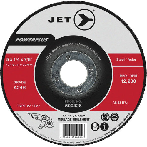PowerPlus® Grinding Wheel, 7" x 1/4", 7/8" Arbor, Aluminum Oxide, Type 27