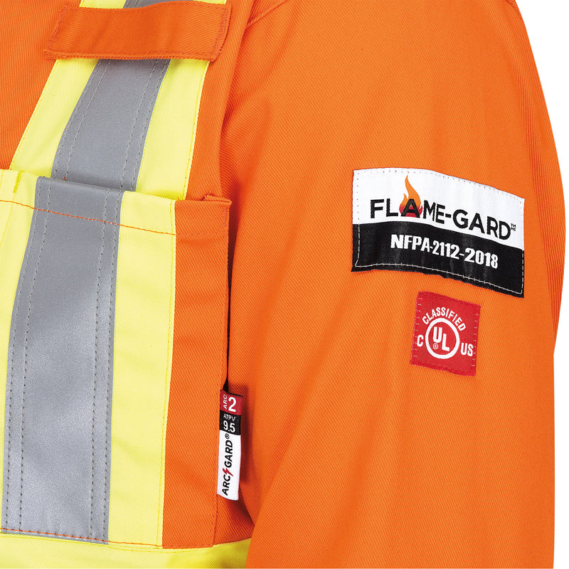 Combinaison de sécurité haute visibilité, résistante aux flammes et aux arcs électriques, taille 50, orange haute visibilité, 11 cal/cm²