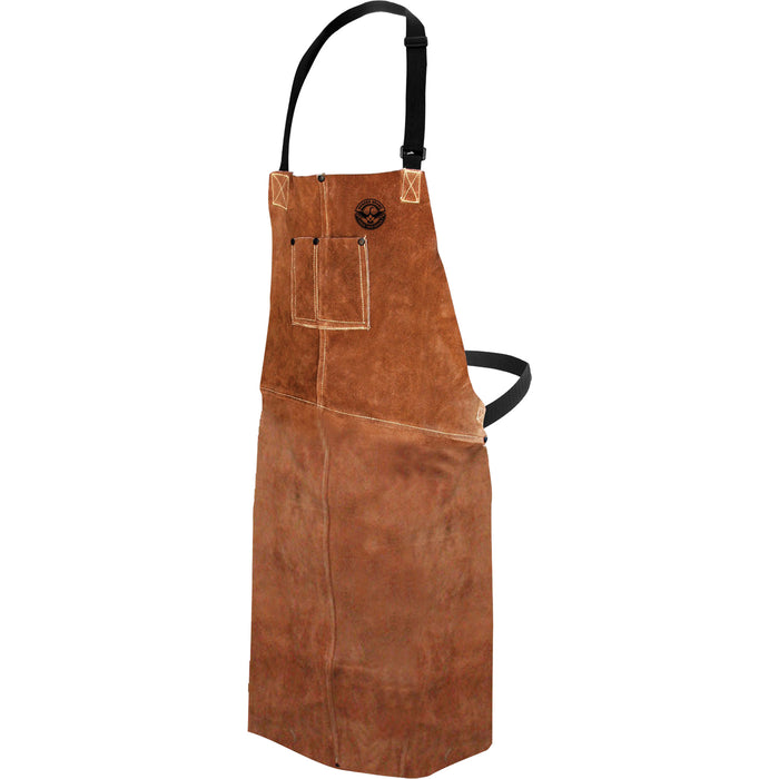Leather Welding Apron, Bib, 36" L, Brown