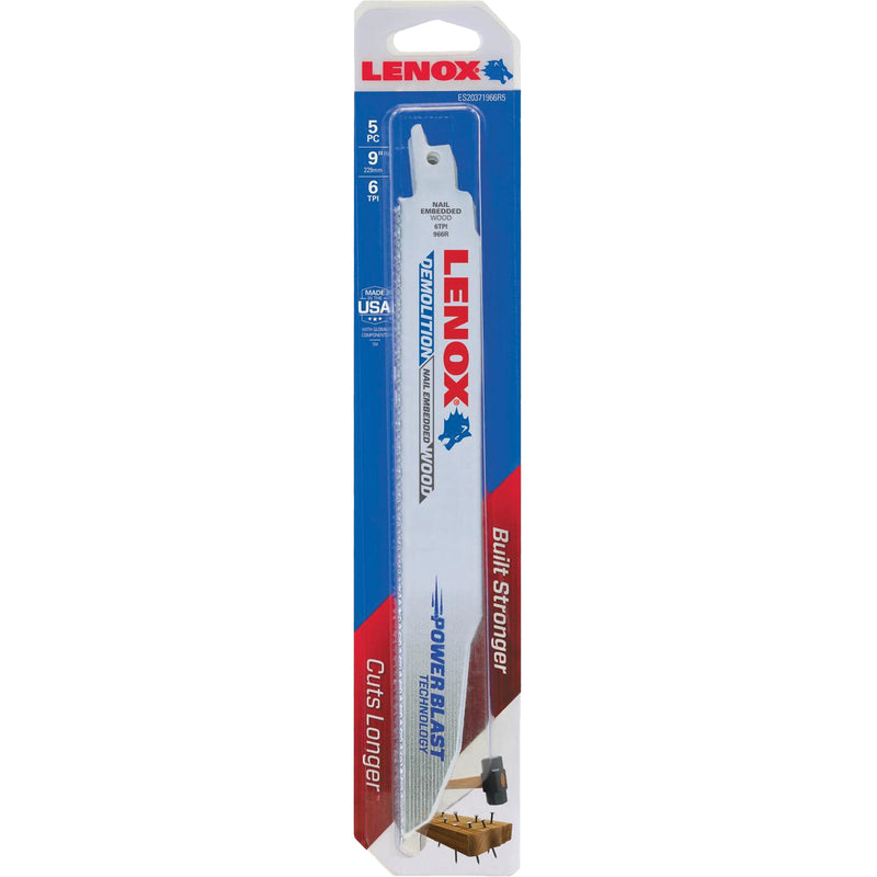 Lames de scie alternative de démolition, bimétalliques, 6 dents par pouce, 9 po L x 1 po l
