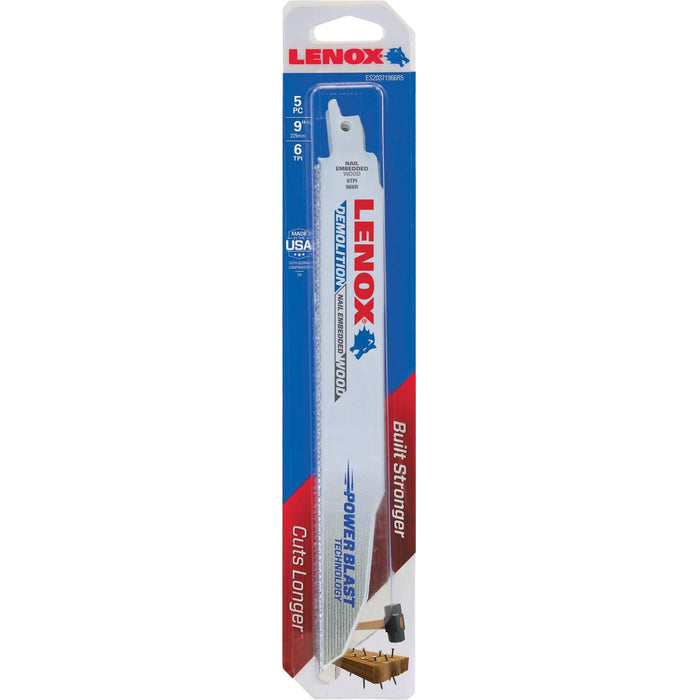 Lames de scie alternative de démolition, bimétalliques, 6 dents par pouce, 9 po L x 1 po l