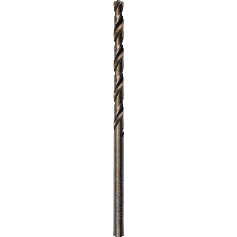 Heavy-Duty Jobber Drill Bit, High Speed Cobalt, 1/8", 2-3/4" L, 1-5/8" Flute, 135° Point Angle