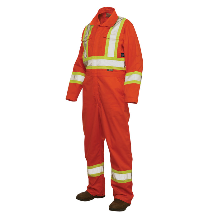 Unlined Safety Coveralls, X-Large, High Visibility Orange