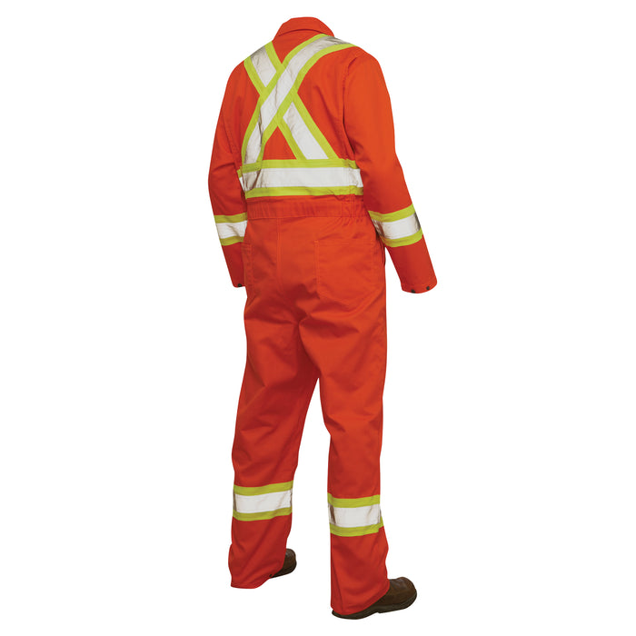Unlined Safety Coveralls, X-Large, High Visibility Orange