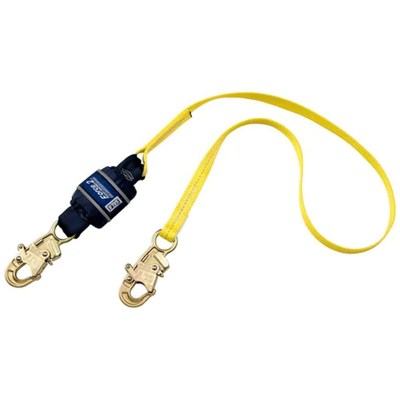 Force2™ Shock-Absorbing Lanyard, 6', Snap Hook Center, Snap Hook Leg Ends, Polyester
