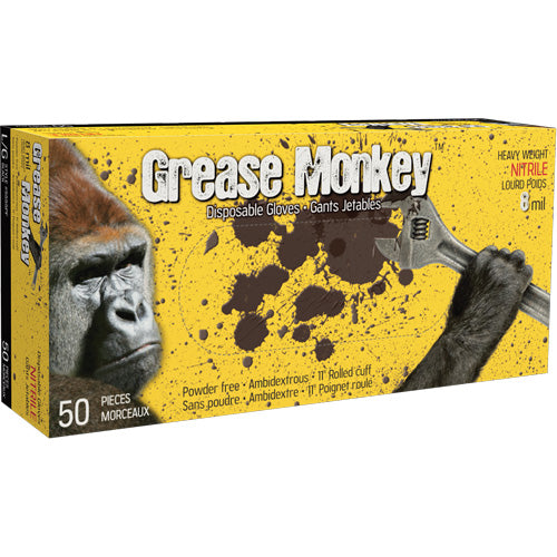 Grease Monkey® Disposable Gloves, Small, Nitrile, 8-mil, Powder-Free, Black