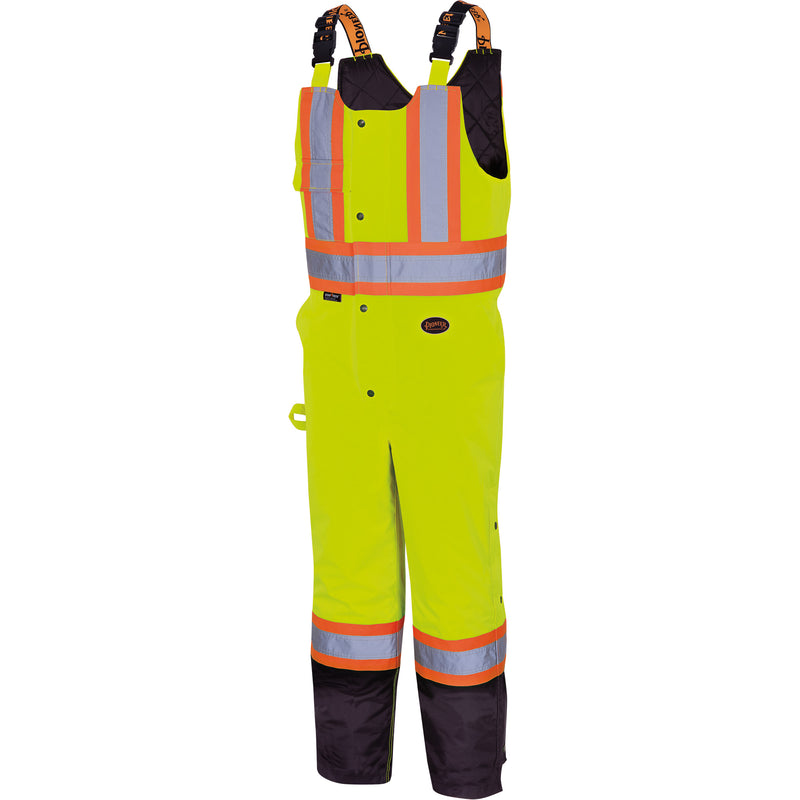 5041BB Waterproof Quilted Bib Pants, Polyester, Medium, High Visibility Lime-Yellow