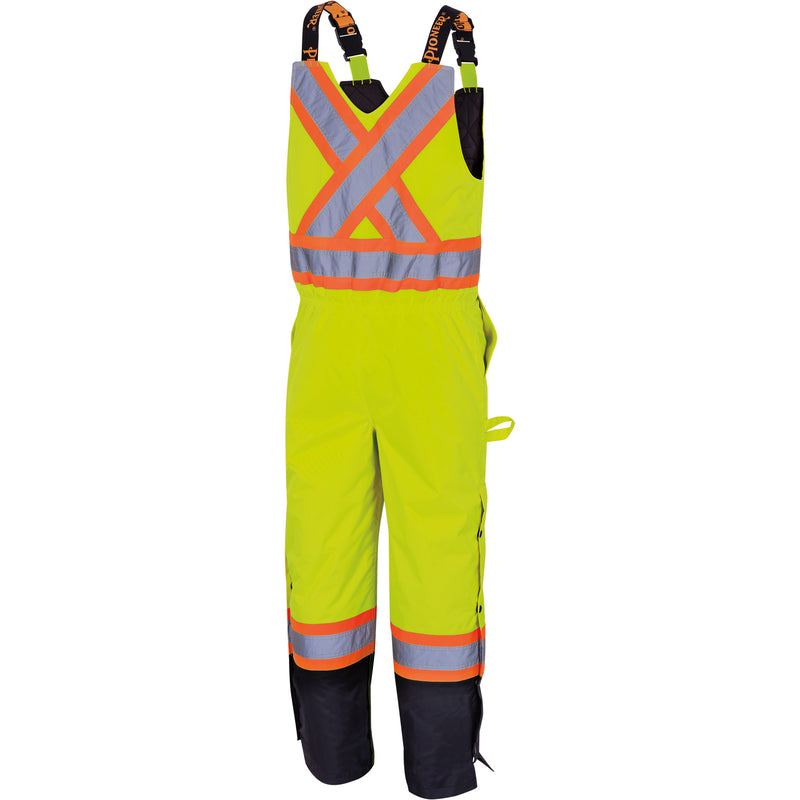 5041BB Waterproof Quilted Bib Pants, Polyester, Medium, High Visibility Lime-Yellow