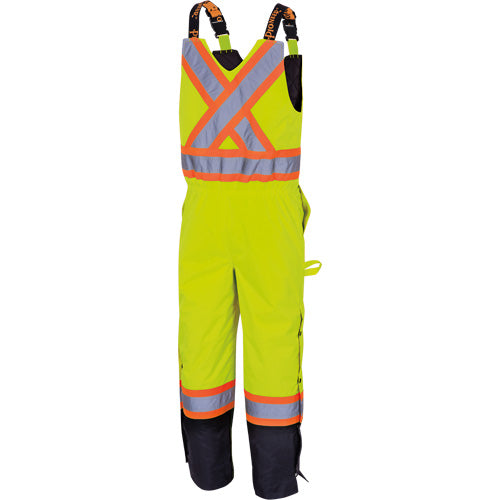 5041BB Waterproof Quilted Bib Pants, Polyester, Large, High Visibility Lime-Yellow
