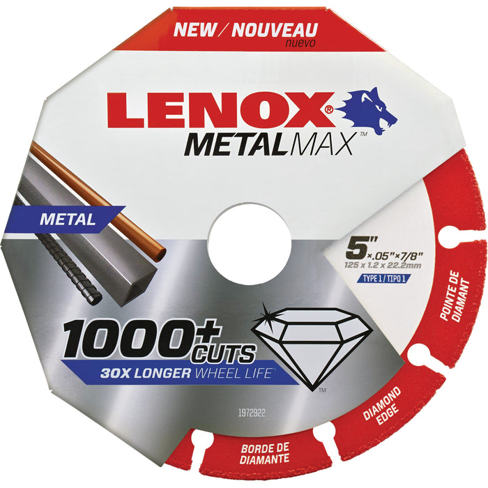 Meule à tronçonner MetalMax™, 5" x 0,05", arbre 7/8", type 1, diamant, 12 200 tr/min