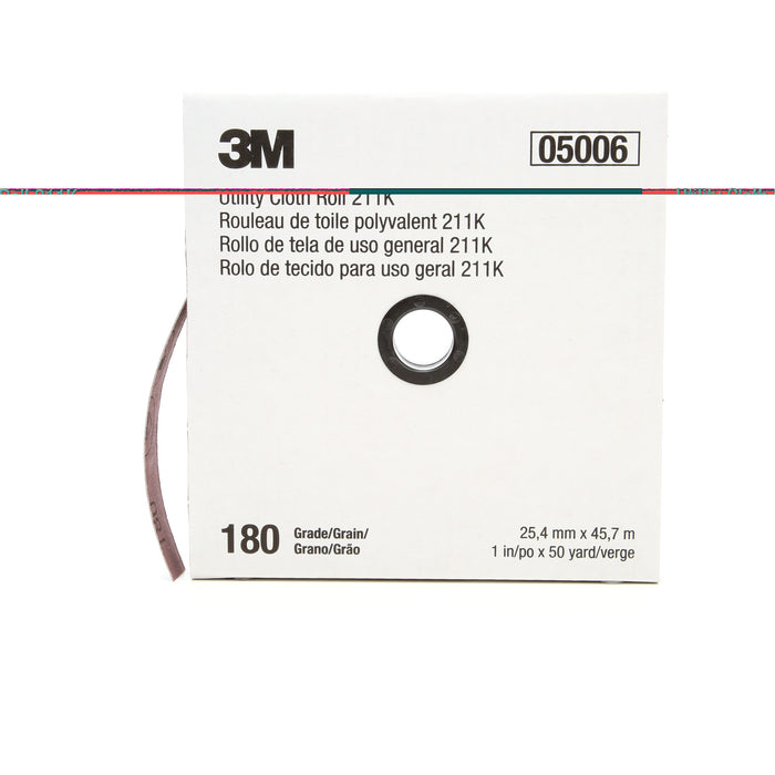 Rouleau utilitaire 211K, oxyde d'aluminium, 1 po l x 150 pi L, grain 180