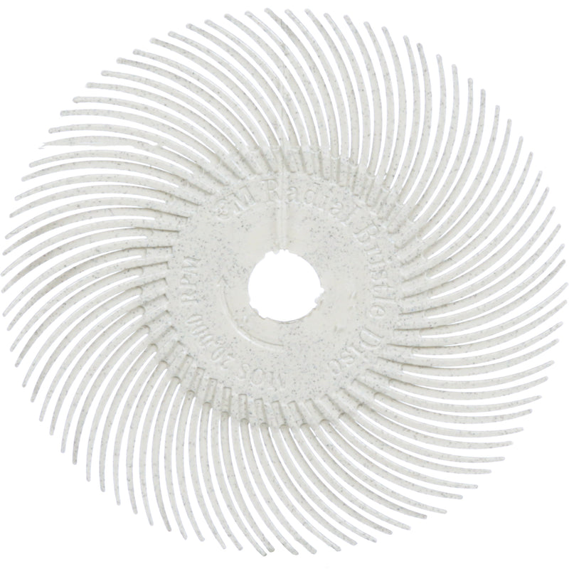Disque à poils radiaux Scotch-Brite™, oxyde d'aluminium, grain 120, 3 po de diamètre.