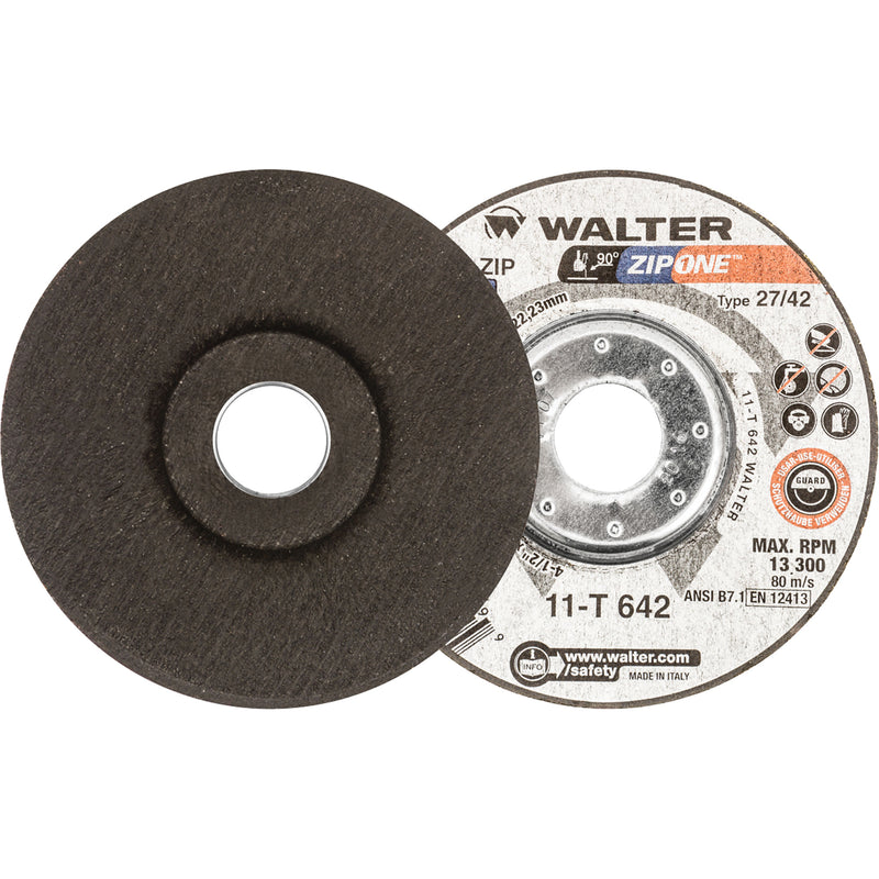 ZIP ONE™ Cutting Wheel, 4-1/2" x 1/32", 7/8" Arbor, Type 27, Zirconia Alumina, 13300 RPM