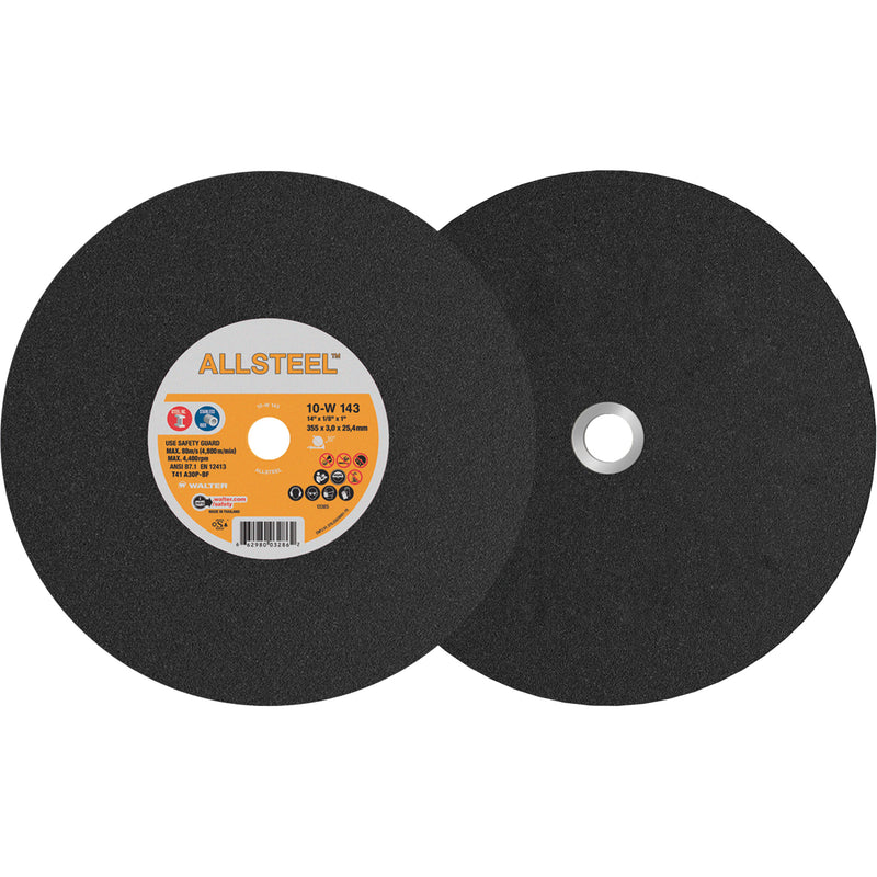 Meule de scie à tronçonner AllSteel™, 14" x 1/8", mandrin 1", type 1, oxyde d'aluminium, 4 400 tr/min