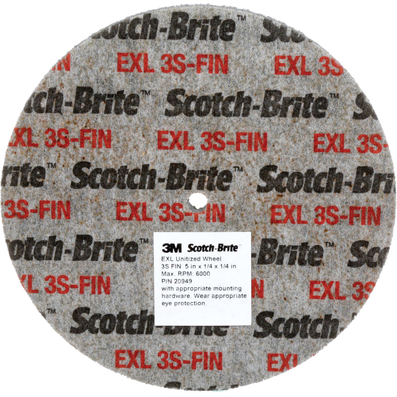 Scotch-Brite™ EXL Unitized Wheel, 2" x 1/4", 1/4" Arbor, Fine Grit, Silicon Carbide
