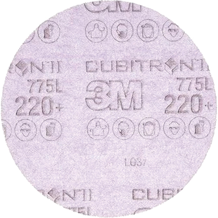 Cubitron™ II Hookit™ Clean Sanding Film Disc 775L, 5" Dia., 220+ Grit, Ceramic, 3 mils