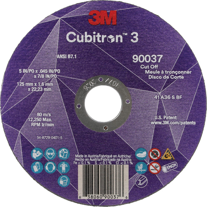 Meule à tronçonner Cubitron™ 3, 5" x 0,045", arbre 7/8", type 1, céramique, 12 250 tr/min