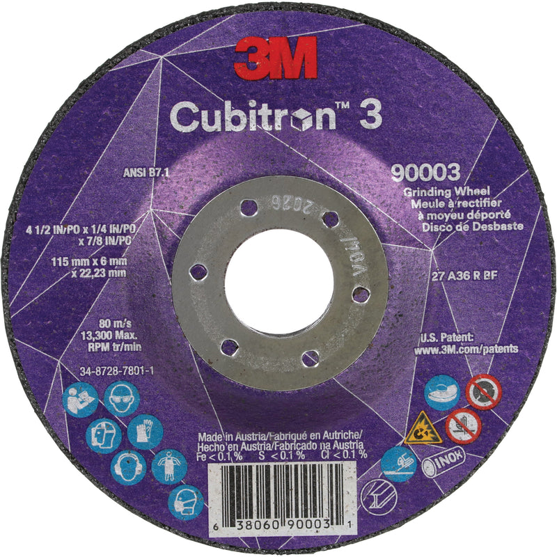 Cubitron™ 3 Depressed Centre Grinding Wheel, 4-1/2" x 1/4", 7/8" Arbor, Ceramic, Type T27