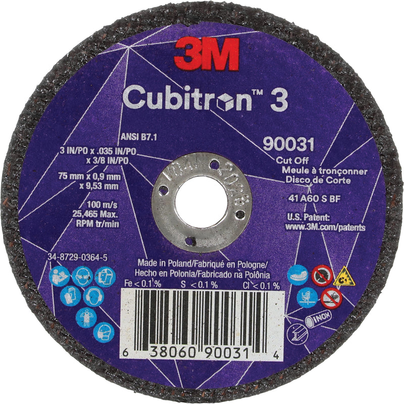 Meule à tronçonner Cubitron™ 3, 3" x 0,035", arbre 3/8", type T1, céramique, 21 000 tr/min