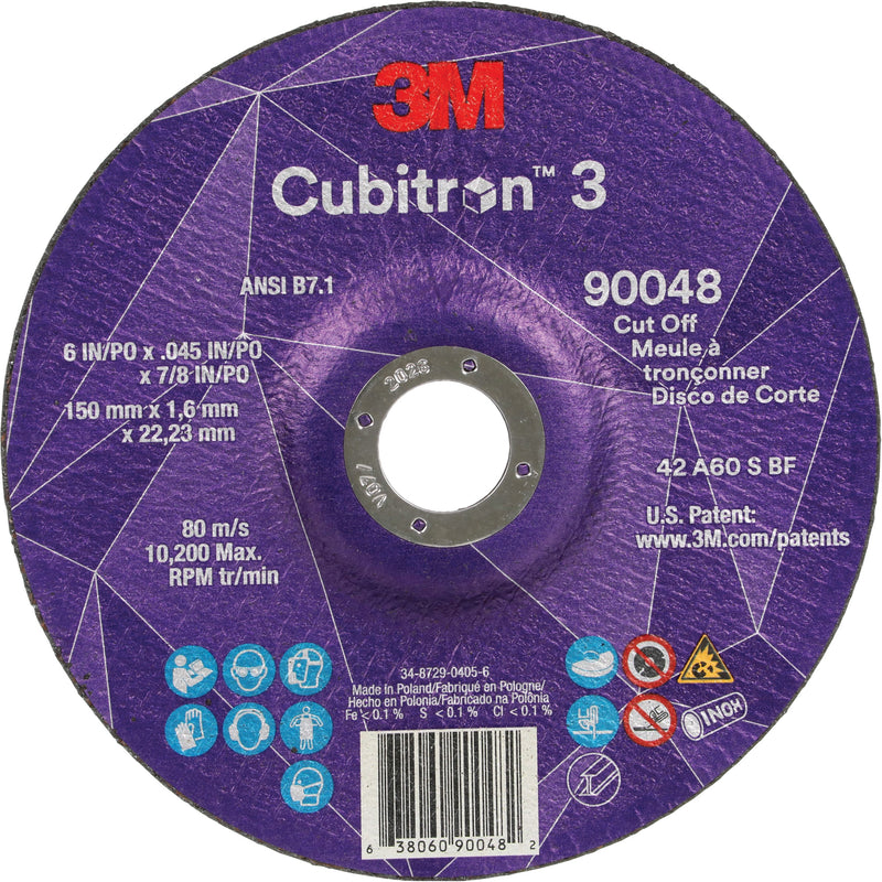 Meule à tronçonner Cubitron™ 3, 6" x 0,045", arbre 7/8", type T27, céramique, 10 200 tr/min