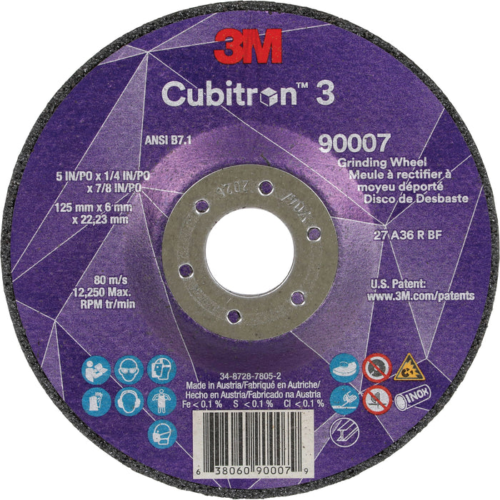 Meule à moyeu déporté Cubitron™ 3, 5" x 1/4", arbre 7/8", céramique, type T27