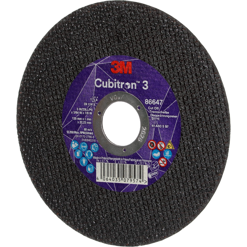 Cubitron™ 3 Cutting Disc, 5" x 9/32", 3/8" Arbor, Type 41