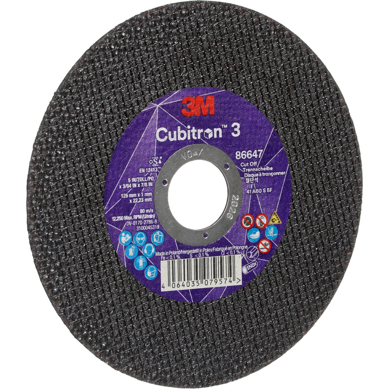 Cubitron™ 3 Cutting Disc, 5" x 9/32", 3/8" Arbor, Type 41