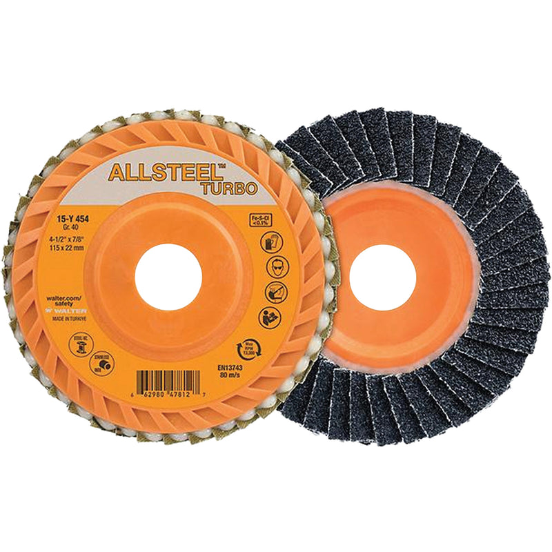 Disque à lamelles turbo ALLSTEEL™, 5" x 7/8", grain 60, alumine de zircone